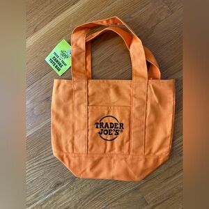 Trader Joes Halloween Mini Canvas Tote Bag Purse Reusable LIMITED EDITION Orange